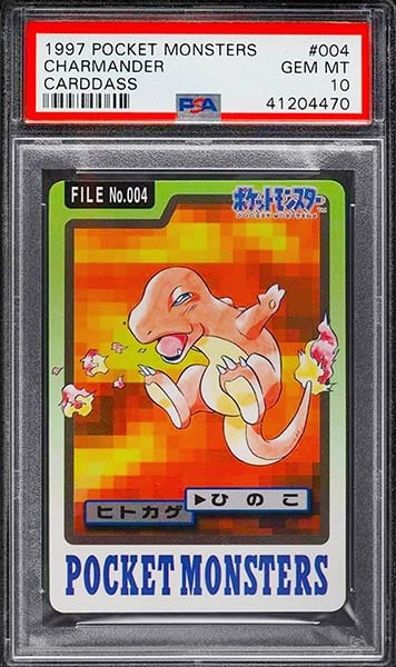 1997 Pokemon Japanese Pocket Monsters Carddass Charmander card #004 PSA 10