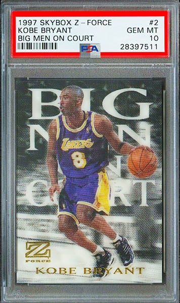 1997 Skybox Z-Force Big Men on Court Kobe Bryant basketball card #2 graded PSA 10