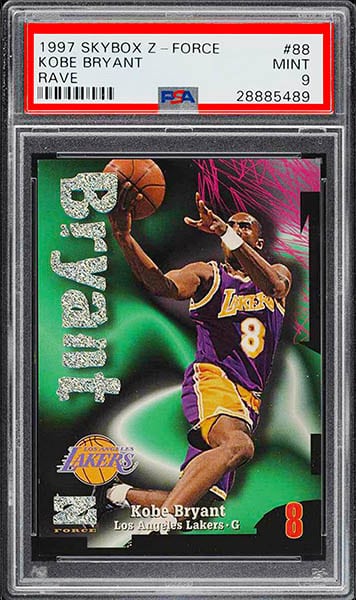 1997 Skybox Z-Force Rave Kobe Bryant basketball card #88 graded PSA 9