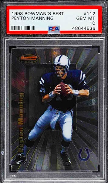 1998 Bowman's Best Peyton Manning rookie card #112 graded PSA 10