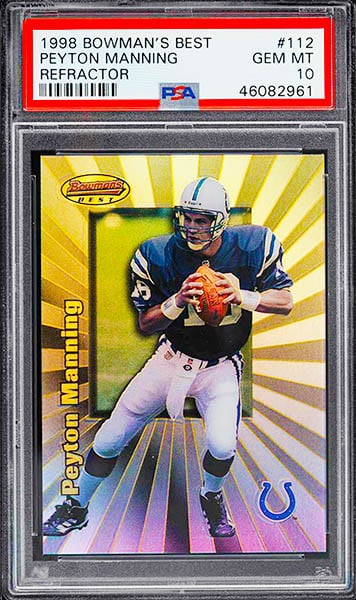 1998 Bowman's Best Peyton Manning rookie card refractor #112 graded PSA 10