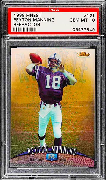 1998 Finest Peyton Manning rookie card refractor #121 graded PSA 10
