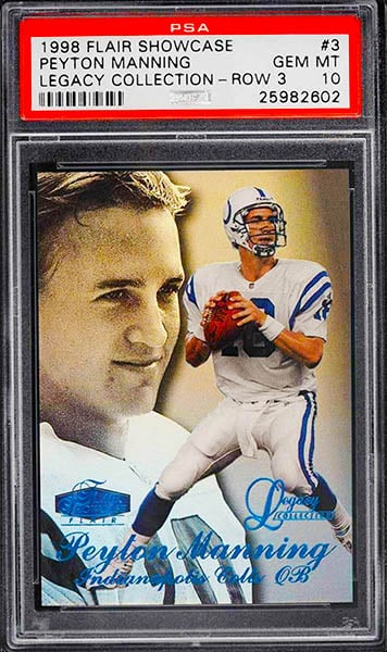 1998 Flair Showcase Row 3 Legacy Collection Peyton Manning rookie card #3 graded PSA 10
