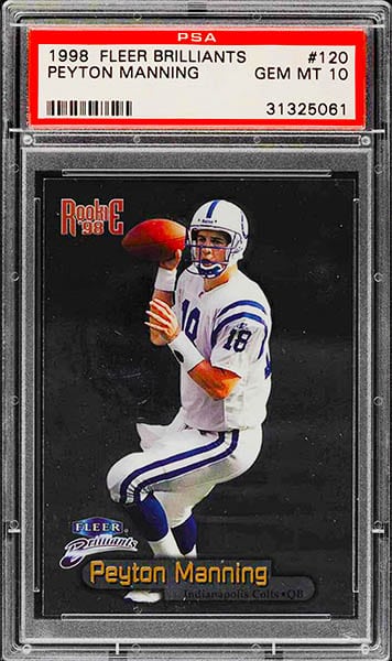 1998 Fleer Brilliants Peyton Manning rookie card #120 graded PSA 10