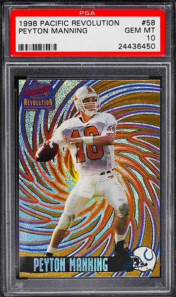 1998 Pacific Revolution Peyton Manning rookie card #58 graded PSA 10