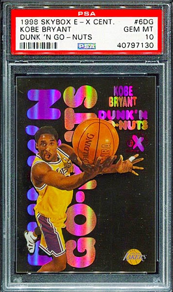 1998 Skybox E-X Century Dunk'N' Go-Nuts Kobe Bryant basketball card graded PSA 10