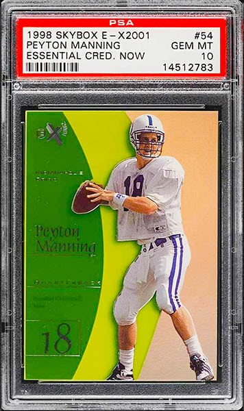 1998 Skybox E-X2001 Essential Credentials Now Peyton Manning rookie card #54 graded PSA 10