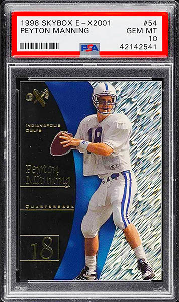 1998 Skybox E-X2001 Peyton Manning rookie card #54 graded PSA 10