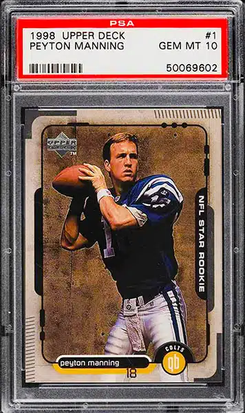 1998 Bowman's Best Peyton Manning Best Performers Atomic Refractor RC /50  PSA 9