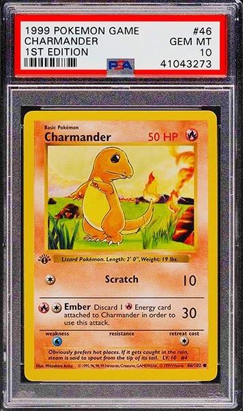 1999 Pokemon Game 1st Edition Charmander card #46 PSA 10