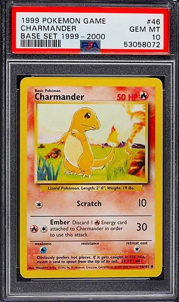 1999 Pokemon Game Unlimited Charmander card #46 PSA 10