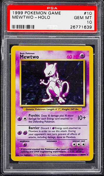 1999 Unlimited Mewtwo holo #10 graded PSA 10