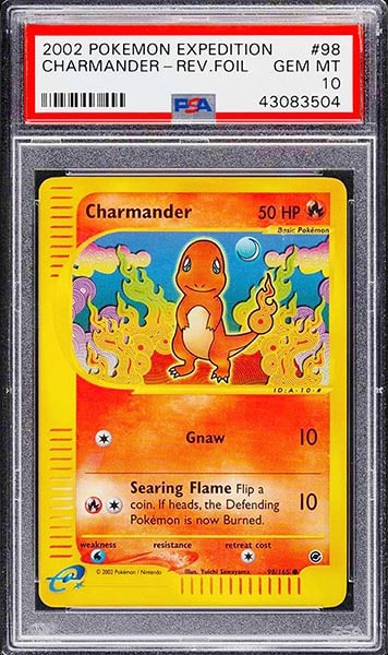 2002 Pokemon Expedition Reverse foil Charmander card #98 PSA 10