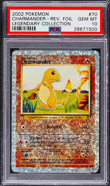 2002 Pokemon Legendary Collection Reverse Foil Charmander card #70 PSA 10