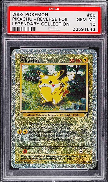 2002 Pokemon Legendary Collection Reverse Foil Pikachu #86 graded PSA 10