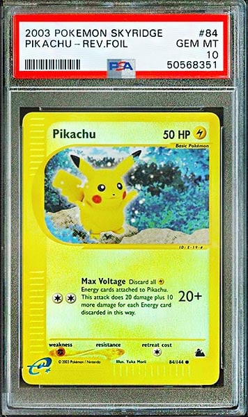 2003 Pokemon Skyridge Pikachu Reverse Foil #84 graded PSA 10
