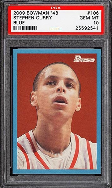 2009 Bowman '48 Blue Stephen Curry rookie card #106 graded PSA 10