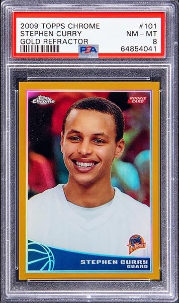 2009 Topps Chrome Gold refractor Stephen Curry rookie card #101 graded PSA 8