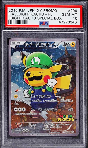 2016 Pokemon Japanese XY Promo Luigi Pikachu #296 PSA 10