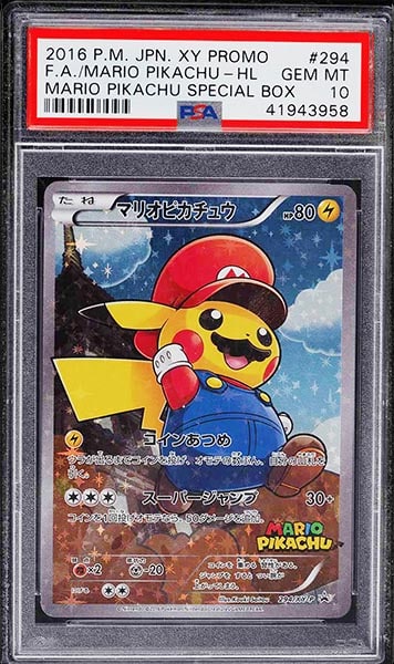 2016 Pokemon Japanese XY Special Box Promo Mario Pikachu #294 graded PSA 10 