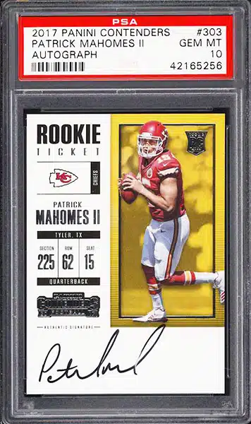 2017 Panini Elite DP Patrick Mahomes /49 Red #145 Rookie RC PSA 8 NM-MT LOW  POP — DJR Authentication