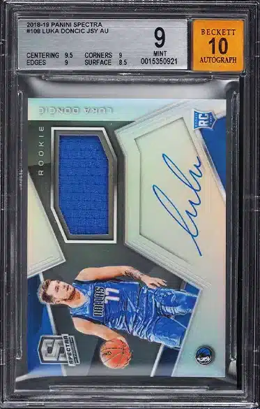 2018 Panini Spectra Prizm Luka Doncic ROOKIE PATCH AUTO /299 #108 BGS 9 MINT