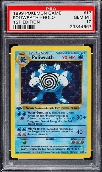 1999 Pokemon 1st Edition Poliwrath holo #13 graded PSA 10