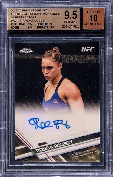 2017 Topps Chrome UFC Fighter Autographs Variation Superfractor #RR Ronda Rousey Signed Card 1/1 graded BGS 9.5