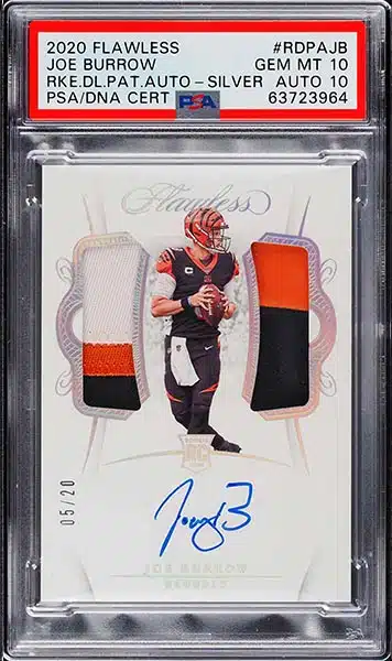 Joe Burrow 2020 National Treasures Rookie NFL Gear Signature Combos #RSC-JB  Price Guide - Sports Card Investor