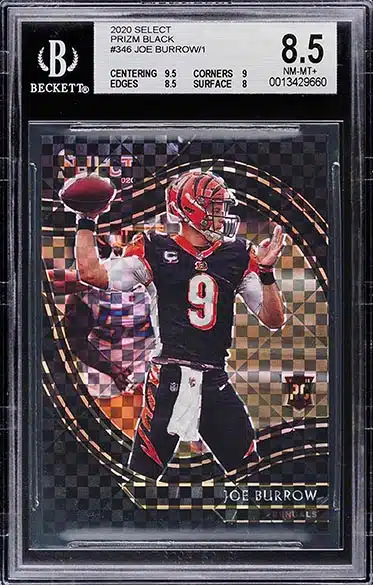 Joe Burrow rookie Donruss jersey number /9 rarer then black/10 gold die cut  /25