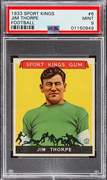 1933 Goudey Sport Kings Jim Thorpe rookie card #6 graded PSA 9