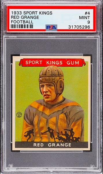 1933 Goudey Sport Kings Red Grange rookie card #4 graded PSA 9 