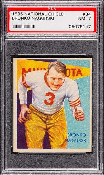 1935 National Chicle Bronko Nagurski rookie card #34 graded PSA 7