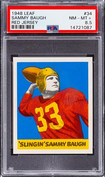 1948 Leaf Sammy Baugh rookie card Red Shirt Variation #34