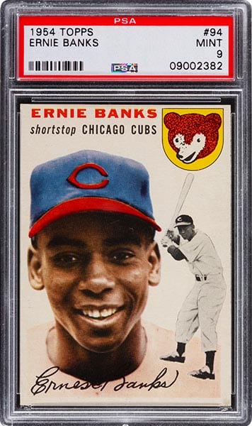 1954 Topps Ernie Banks rookie baseball card #94 graded PSA 9