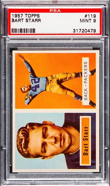 1957 Topps Bart Starr rookie card #119 graded PSA 9