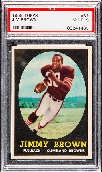 1958 Topps Jim Brown football rookie card #62 graded PSA 9