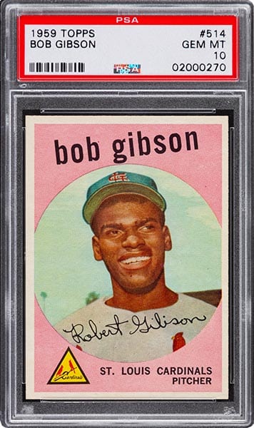 1959 Topps Bob Gibson rookie card #154 graded PSA 10