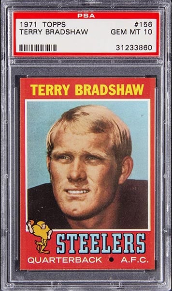 1971 Topps Terry Bradshaw football rookie card #156 graded PSA 10