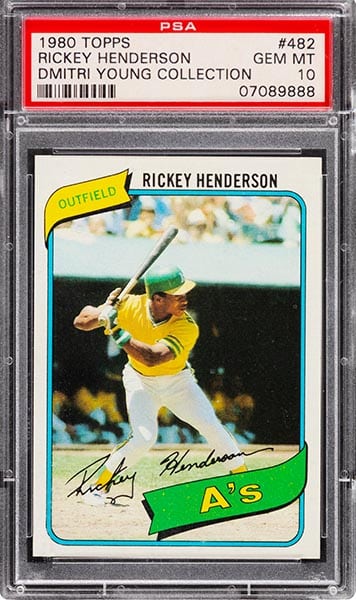 1980 Topps Rickey Henderson rookie card #482 graded PSA 10