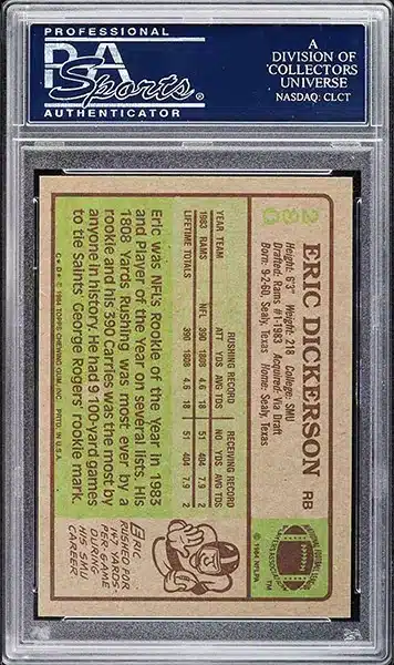 1984 Topps Eric Dickerson RC #280 graded PSA 10 back