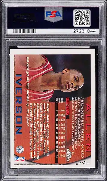 Allen Iverson 1996 Philadelphia 76ers Topps Card #171 PSA NM- MT 8