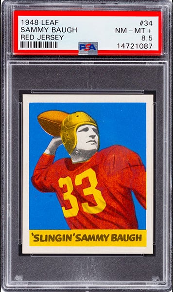1948 Leaf Sammy Baugh rookie card graded PSA 8.5