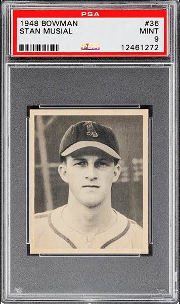 1948 BOWMAN STAN MUSIAL ROOKIE CARD #36 GRADED PSA 9