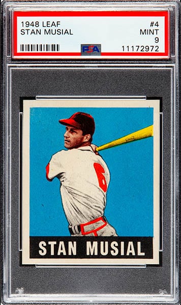 1948 LEAF STAN MUSIAL ROOKIE CARD #4 GRADED PSA 9