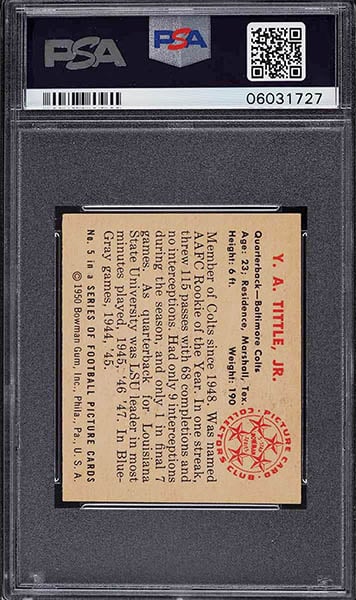 1950 BOWMAN Y.A. TITTLE card #5