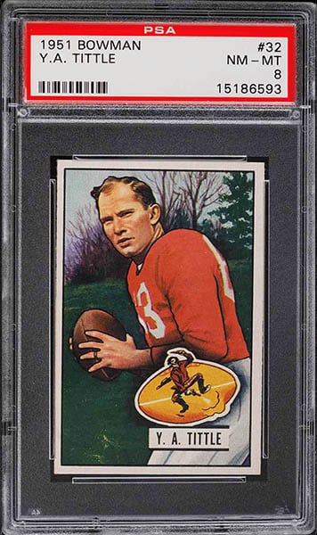 1951 BOWMAN Y.A. TITTLE FOOTBALL CARD GRADED PSA 8
