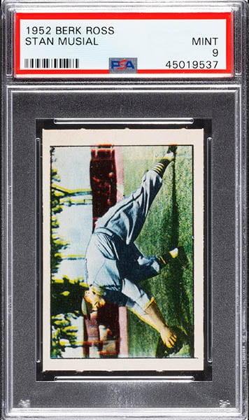 1952 BERK ROSS STAN MUSIAL BASEBALL CARD GRADED PSA 9