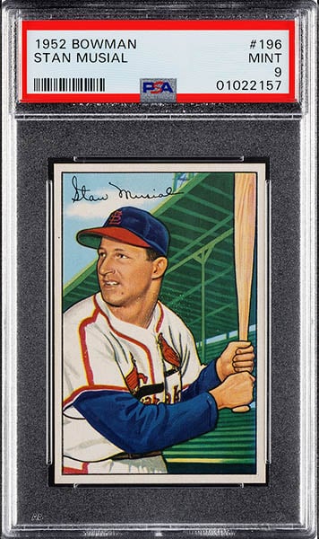 1952 Bowman Stan Musial baseball card #196 graded PSA 9