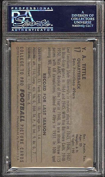 1952 BOWMAN Y.A. TITTLE card #17